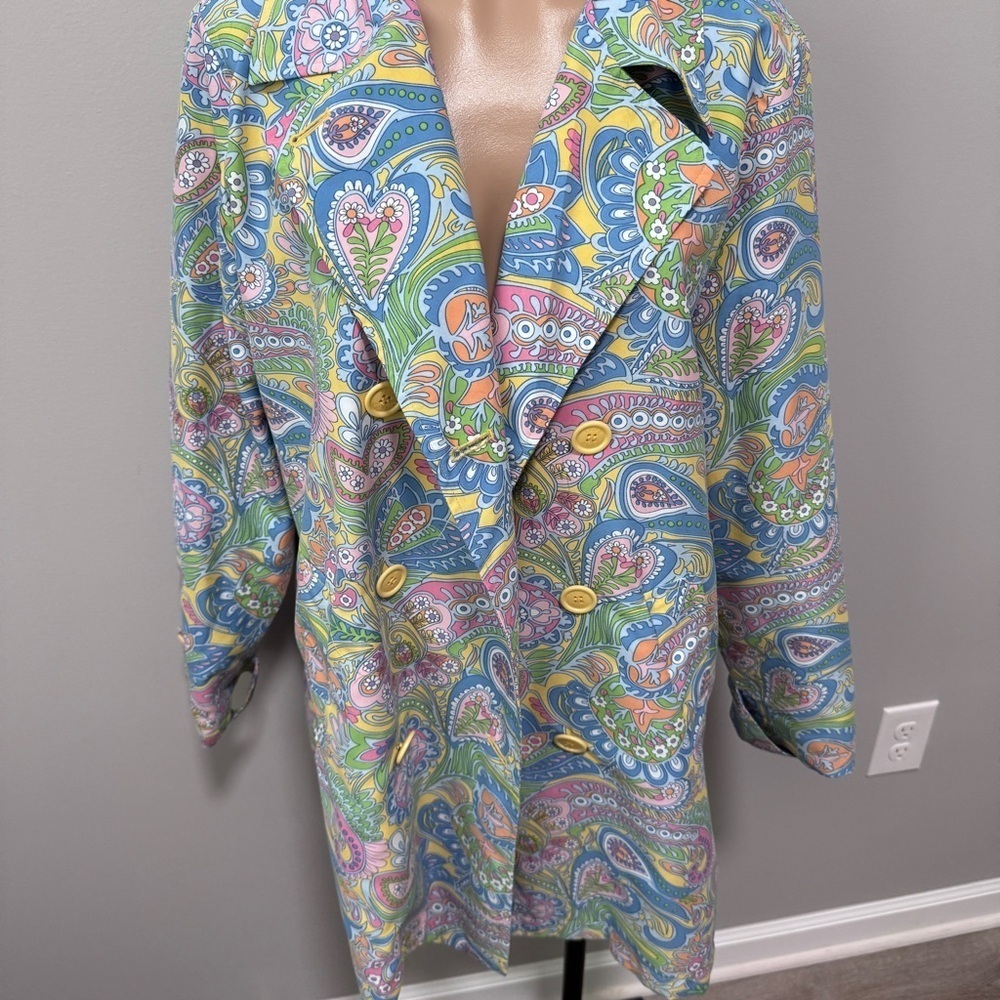 Izod Outerwear Paisley Floral Trench Coat Medium Spring Jacket Mid Length - Picture 3 of 5